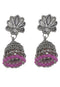 Lotus Silver Pink Oxidised Earrings 15g
